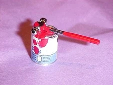 Dollhouse Miniature Hammer and Paint Can with Spilled Red Paint 1:12 Doll House