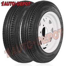 4.80-12 Trailer Tires with 12'' Rim 5 Lug on 4.5'' Load Range C 6PR 4.8-12 2 Set