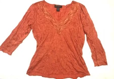 Separates New York City Design Orange Blouse Top Size Medium Pullover B1