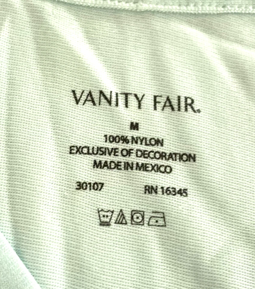 Vintage Vanity Fair Short Nightgown M Green Sleeveless Floral Appliqué USA Retro - Image 4 of 4