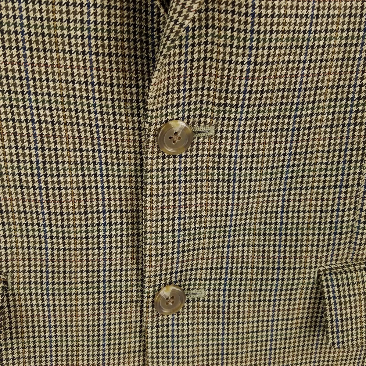 Lauren Ralph Lauren Beige Tan Two Button Wool Houndstooth Blazer Jacket 39S  | eBay