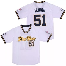 Throwback Suzuki #51 Orix Blue Wave Baseball Jersey Stitched Youth/Mens White