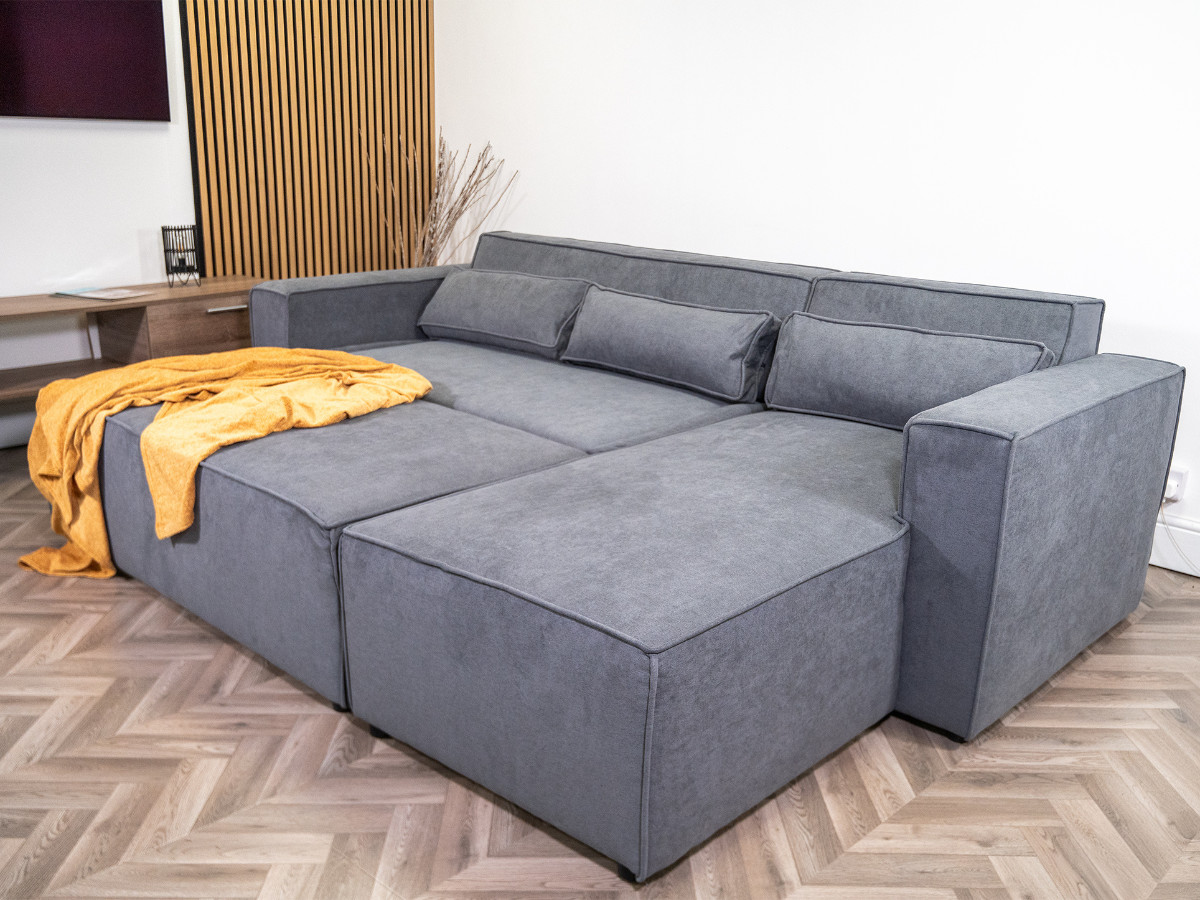Honeypot Sofabed - Kris Universal Corner Sofa Bed with Storage - Grey Fabric Couch with Pull Out Double Sofa Bed | Setup Included | Made in EU | Built to Last (Grey) 33 Corner Sofa Bed with Storage Grey | Right Facing Pull Out Sofa Bed | SALE OFFER!