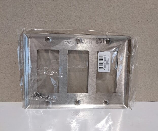 Legrand Decora Stainless Steel Wall Plate 3 Gang Switch Outlet Smooth SS263