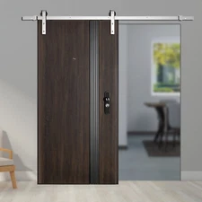 5 FT Silver Sliding Barn Door Hardware Closet Track Kit for Single / Bypass Door