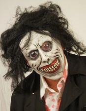 Scary Sadistic Creepy Mask with Hair for Halloween Men Adult Costume