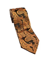 Brand Q Men's Italian Neck Tie Copper & BlackPaisley Print Elegant