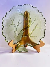 VTG Hazel Atlas Orchard Tree of Life Frosted Glass Snack Plates - Set of 4