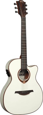 Lag Guitars Tramontane 118 Auditorium Slim Cutaway Acoustic-Electric Ivory