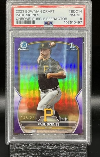 2023 Bowman Chrome Draft Paul Skenes 1st Purple Refractor PSA 8 NM-MT /250