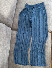 Kingston Grey Women Pants Wide Legs Bohemio Hippie Chic Blue Floral Size Medium