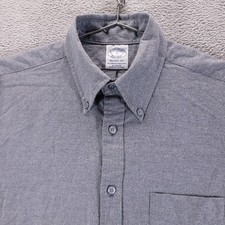 Brooks Brothers Shirt Mens S Gray Regent Oxford Button Down Long Sleeve
