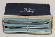 Vintage Cross Century Chrome Pen Pencil Set w/ Box Since 1846 Set 3501 Chrome