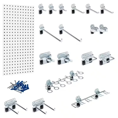 TRITON PRODUCTS 18 In. W X 36 In. H White Steel Square Hole Pegboard with Lochook Assortment (18