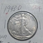 Liberty Walking 1943-D Silver Half Dollar 50C Business Strike US Coin
