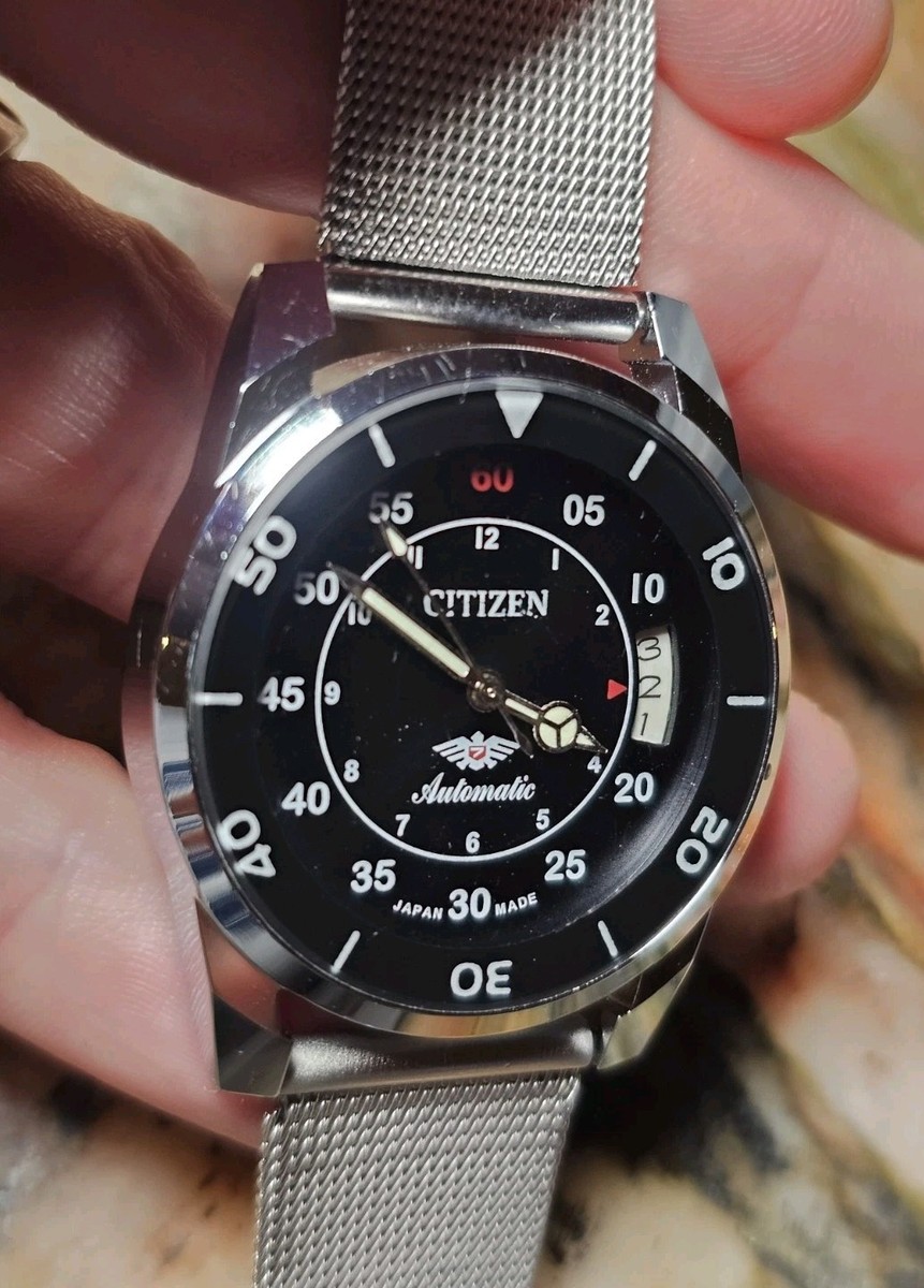 RARE Citizen Eagle 7 Automatic Men's 71-2591 Mesh Band 4281080 KT