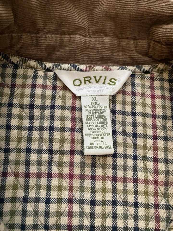 Chaqueta acolchada de granero Orvis para mujer verde pana cuello abrigo campo aire libre XL Foto 4 de 4