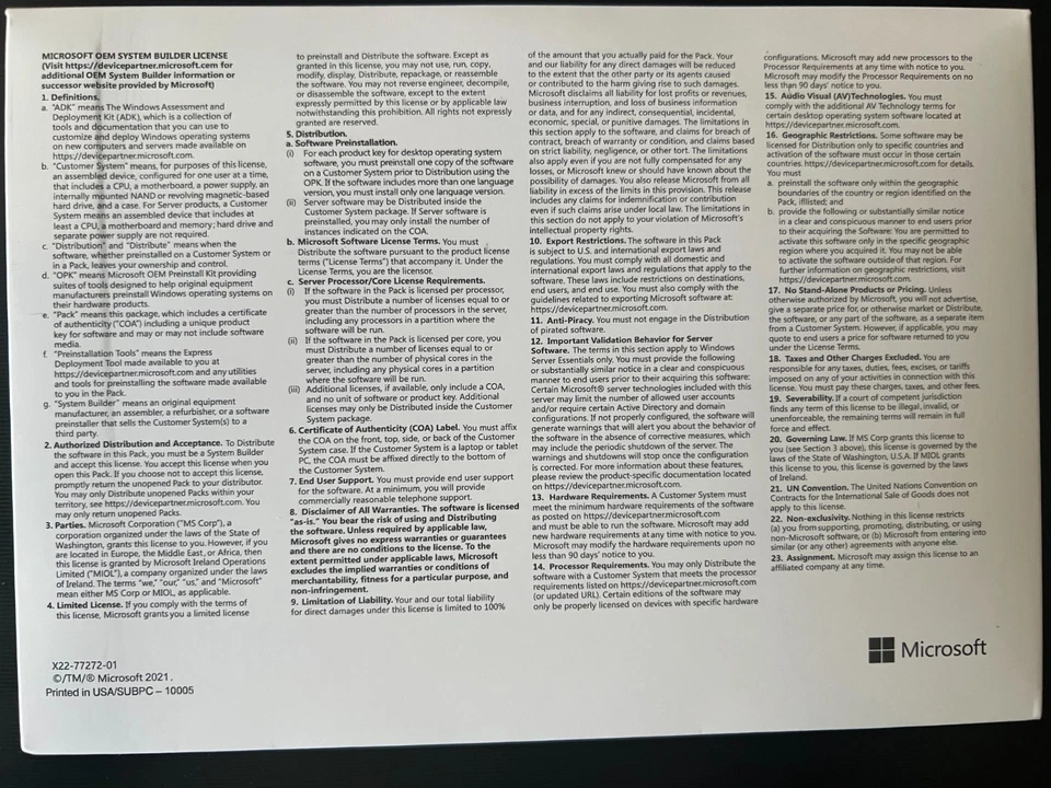 Microsoft Win Pro 10 64Bit English INTL 1PK DSP OEI DVD VERSION 21H2 - Image 3 of 3