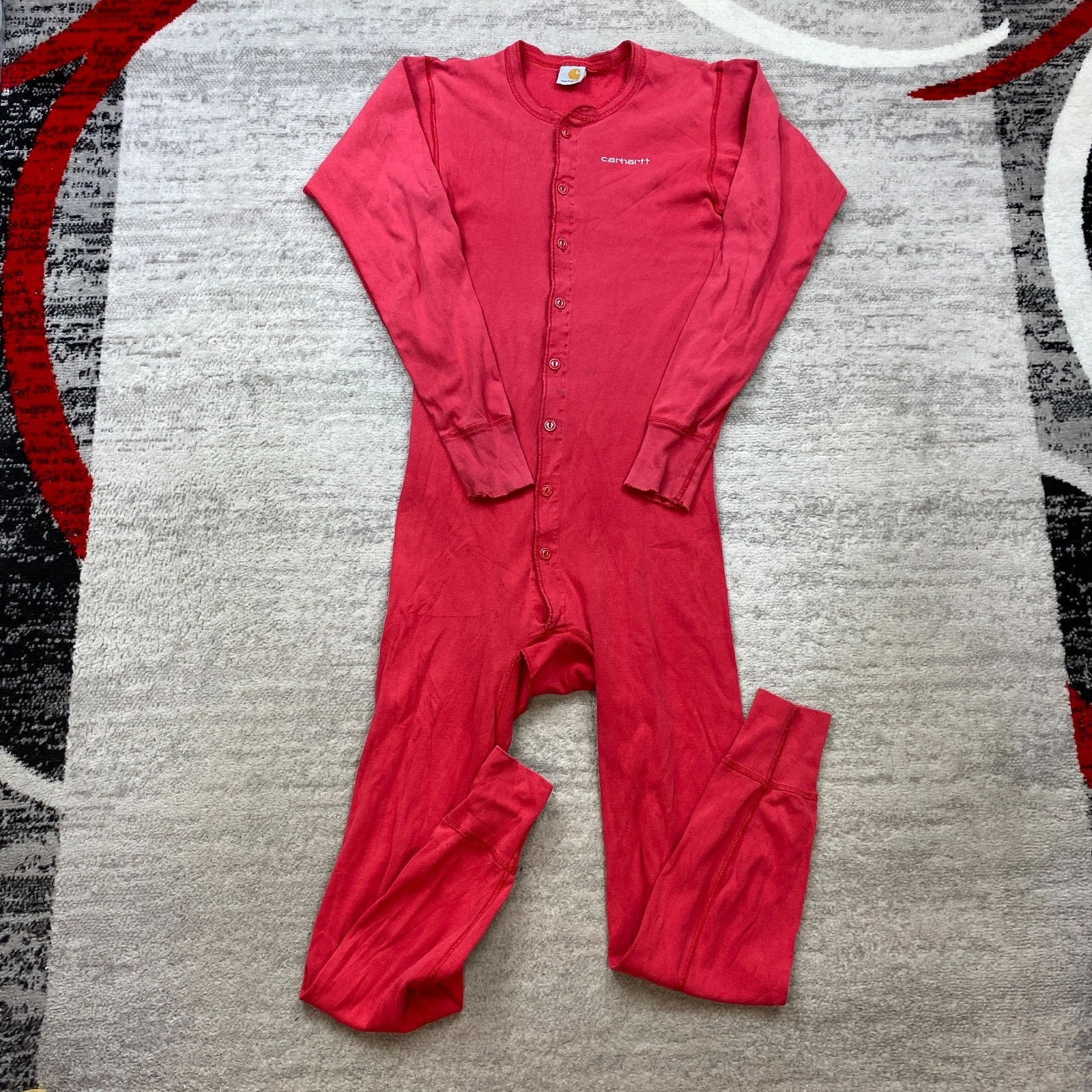 VTG Carhartt Thermal Pajama Long Johns Pajama Suit Medium Red Bed Union 70s 80s