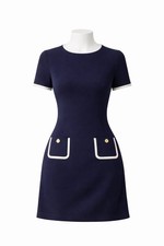 Tommy Hilfiger Blue Scuba Crepe Shift Dress 8 NWT Work Office Mod Preppy Retro