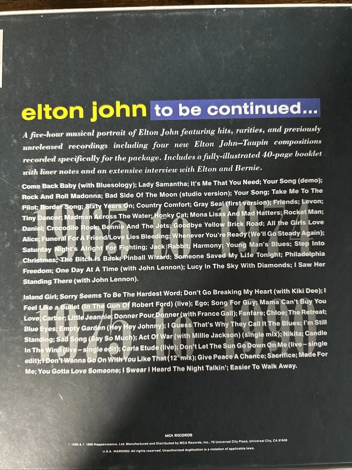 Elton John "To Be Continued" Limited Edition 4 Tapes Box Set Foto 3 de 4