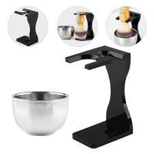 Reusable Acrylic Shaving Brush Stand and Stainless Steel Shaving Bowl for Home