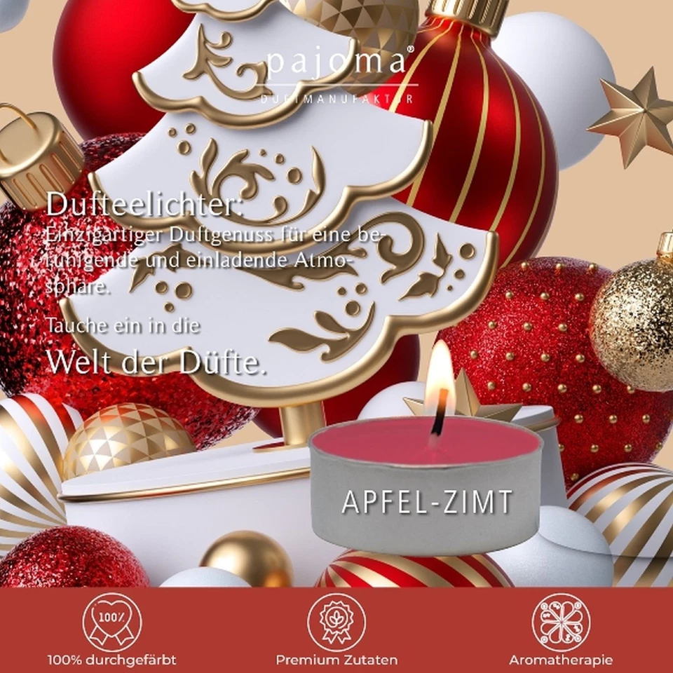 30er Pack Duft Teelichter APFEL ZIMT orange D. 3,5cm Pajoma - Bild 2 von 4
