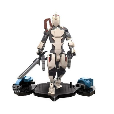 MOC: Battle Robot Mecha with E-x-c-al-i-b-u-r and Display Stand 555 Pieces