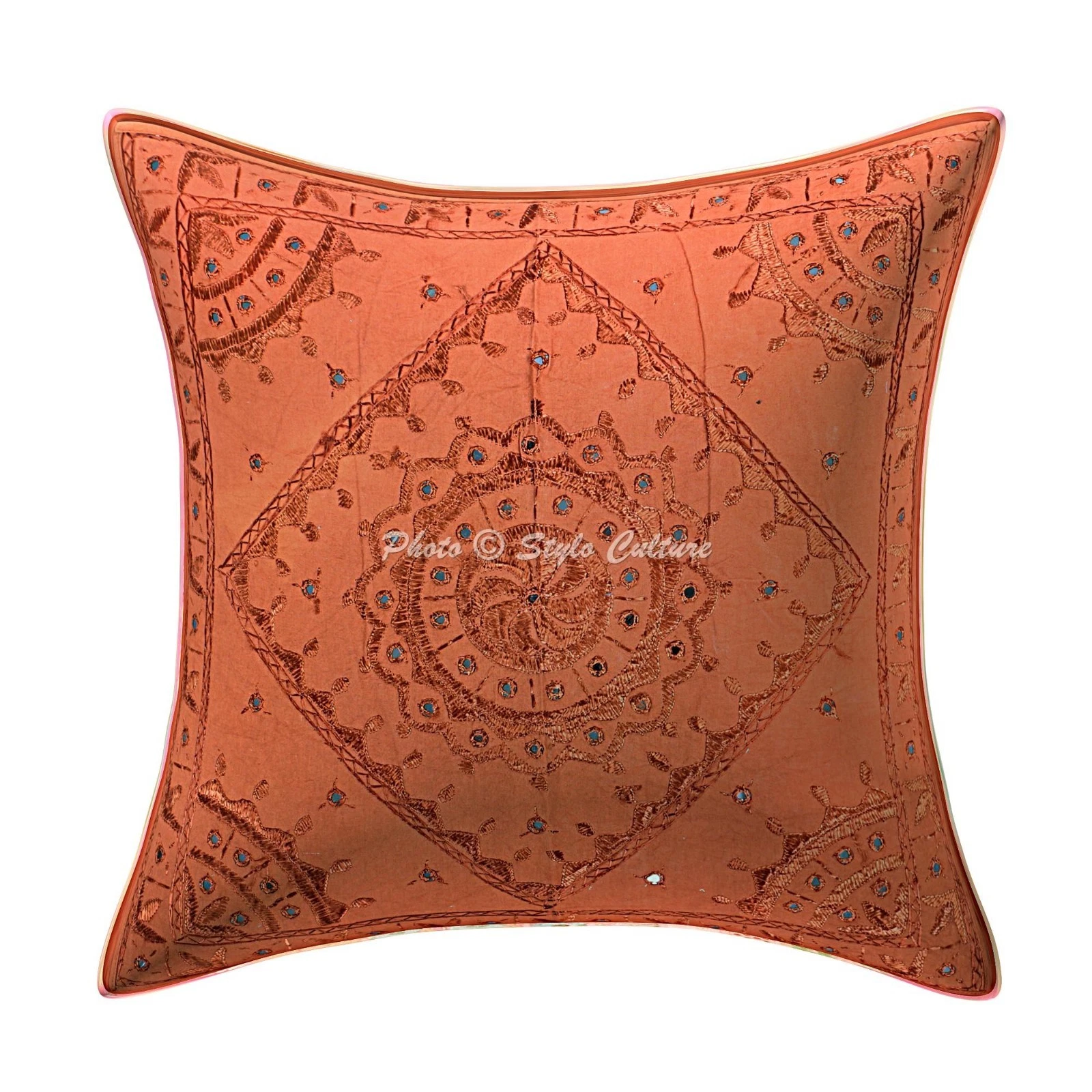 Decorative Embroidered Throw Pillow Cover Cotton Mirror Home Decor Cushion Cover