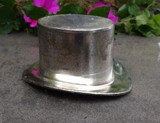 Vintage Cavanagh Hats Salesman Sample Mini Silver Metal Top Hat, New York!