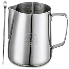 Milk Frothing Pitcher 12oz, Espresso Steaming Pitchers 350ml, Frother cup, 12Oz