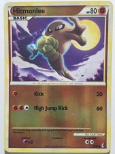 REVERSE HOLO Hitmonlee 58/95 LP Call Of Legends Pokemon Card - Kouki Saitou Art