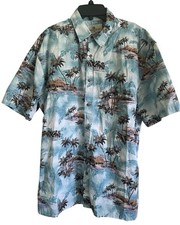 Island Shores Men's L Hawaiian Shirt Short Sleeve Button Up 100 Cotton