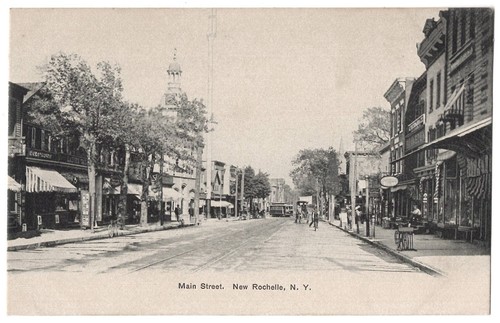 1906 New Rochelle, New York - Main Street Vintage Postkarte