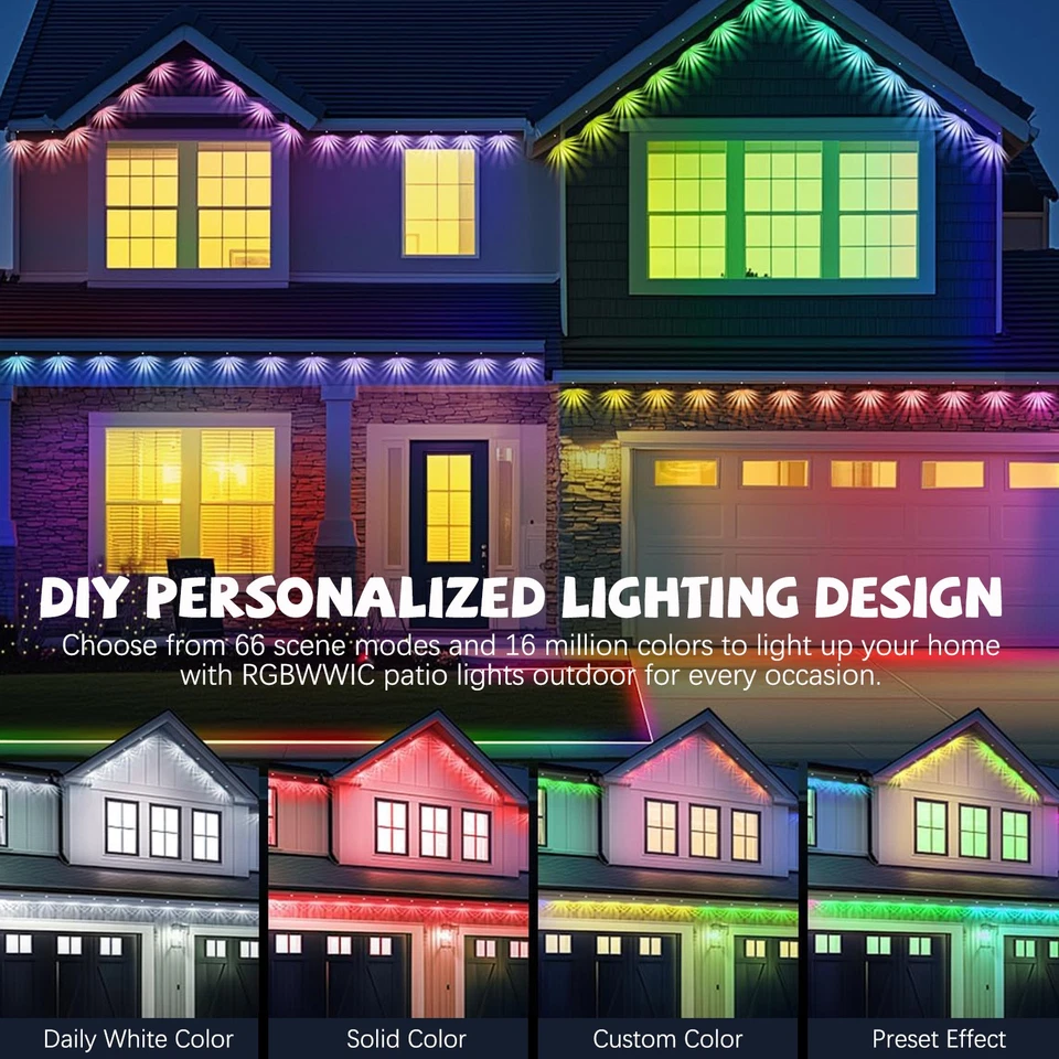 Permanent Outdoor Lights RGB Smart Eaves Light for House Holiday Party Decor - Image 2 of 4
