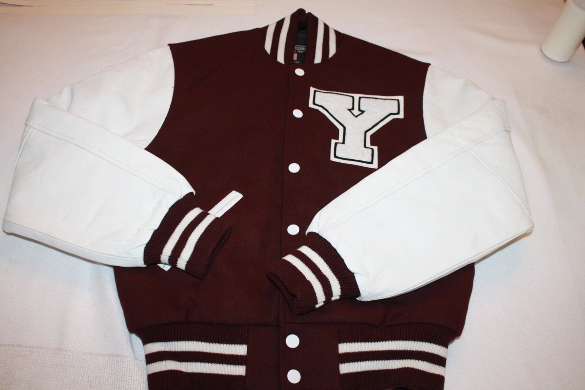 Veste Universitaire Vintage Stewart & Strauss - Laine, Manches Cuir, Taille L, Occasion