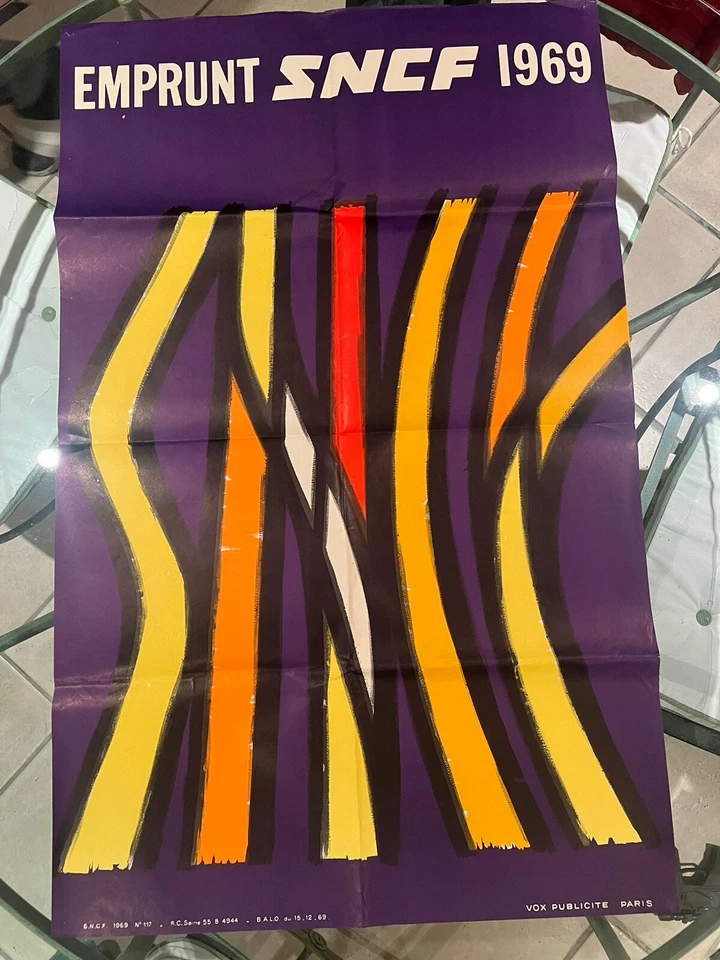 affiche ancienne sncf 1969 Rare Train Emprunt Publicité  - Photo 2/4