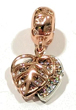 Authentic Pandora Charm,  ROSE, Sparkling Leaves Dangle, 788247CZ, Silver, CZ