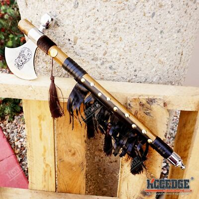 #ad 19quot; NATIVE AMERICAN PEACE PIPE TOMAHAWK HATCHET Replica with Functional Pipe $39.93