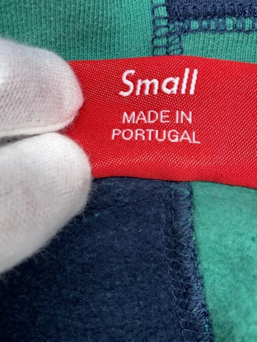 Felpa Supreme con cappuccio 20AW patchwork S cotone verde check usata