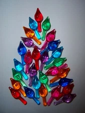 Star Twinkle Lights 24 Small Bulbs Ceramic Christmas Tree Pegs VINTAGE