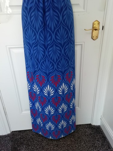 East Ladies Size XL Two Tone Blue Red Smart Stretchy Long Maxi Dress - Picture 6 of 12
