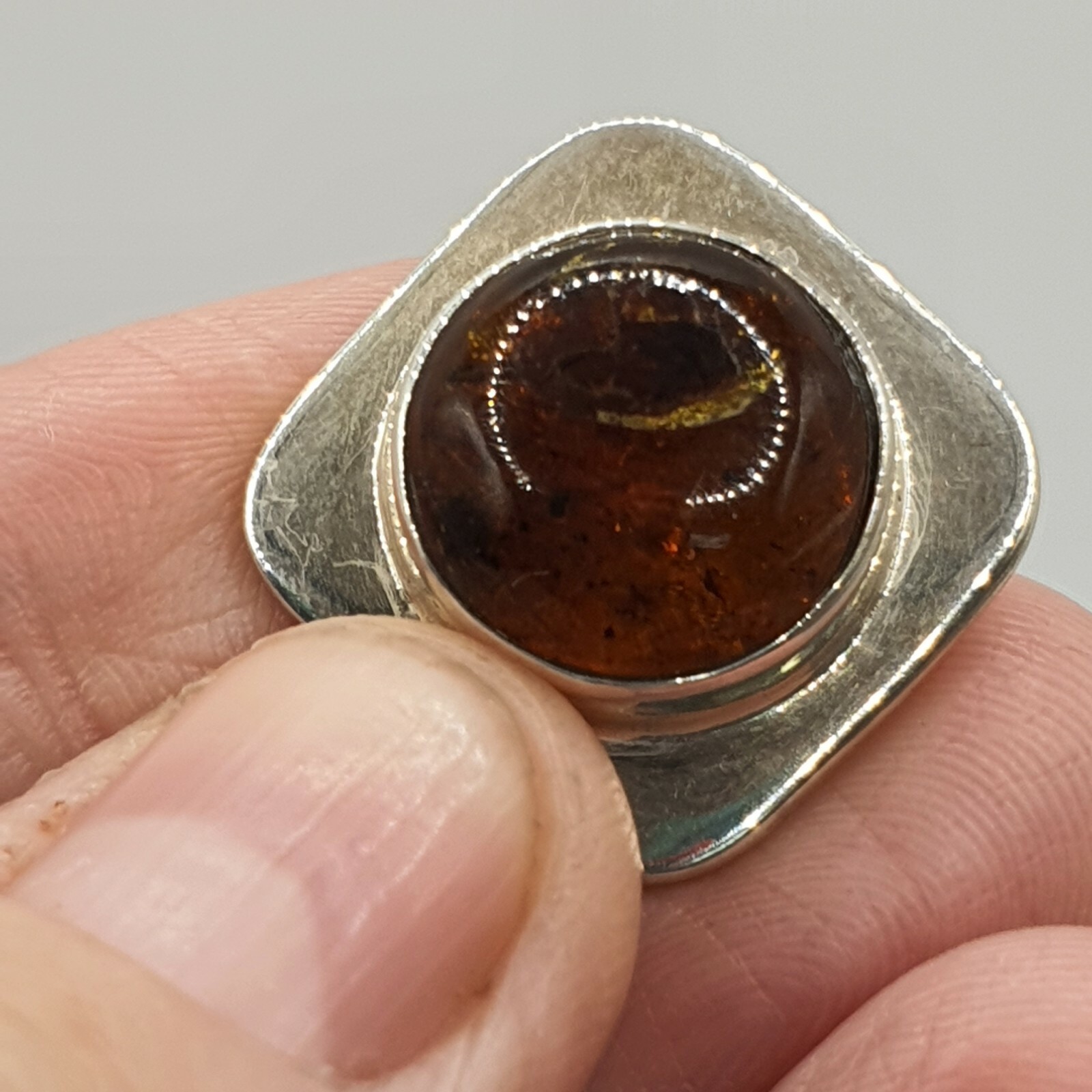 Photo 3 of Sterling Silver Taxco Mexico Cufflinks With Amber TS-14 17grams M12