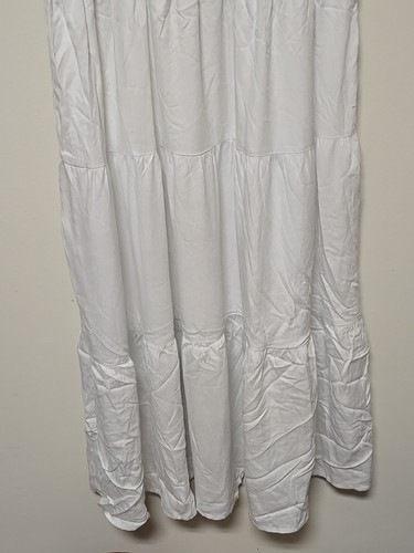 NEW LARGE ZESICA WHITE Boho MAXI Smocked SUN DRESS RUFFLE Cottage Core - Picture 4 of 7