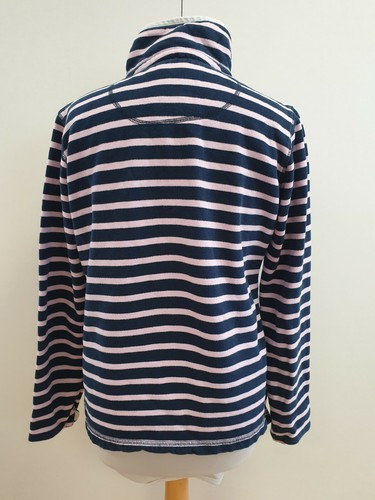 Q341 WOMANS CREW CLOTHING PINK BLUE STRIPE LONG SLEEVE FLEECE PULLOVER UK 12 - Picture 2 of 3