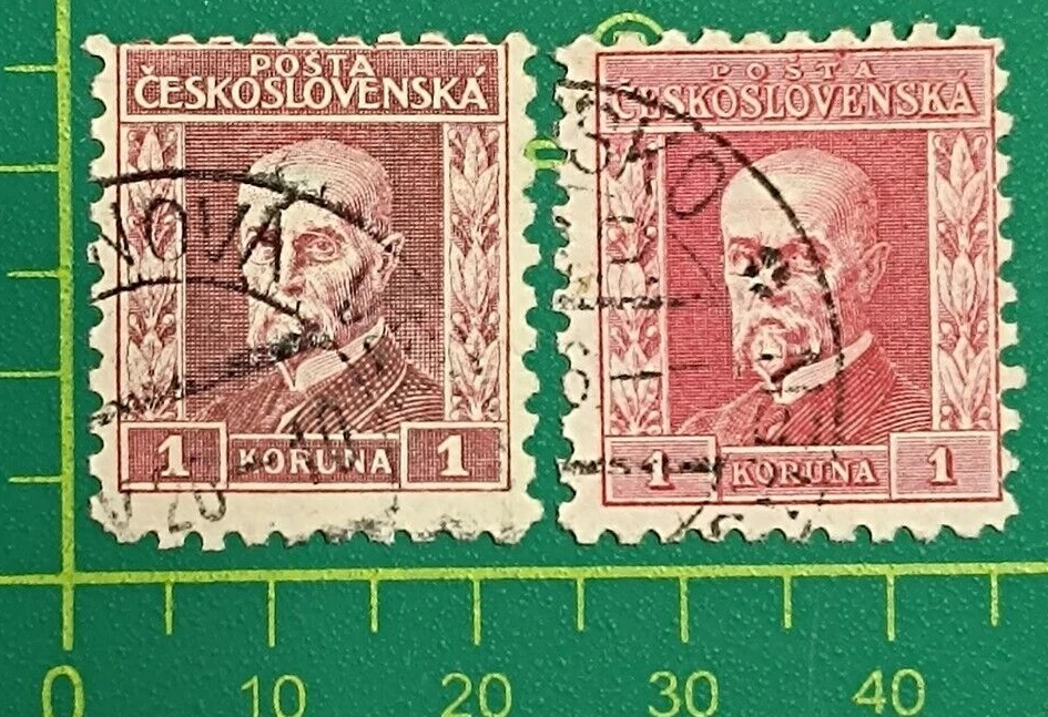Selo da Tchecoslováquia 1925-1926, Sc A10, 1k rosa carmim e carmim, perf.10, Wmk, usado - Imagem 2 de 4