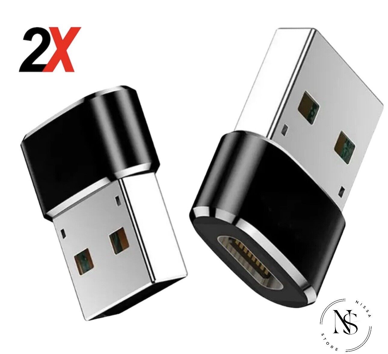 2x USB A auf USB C Adapter Ladeadapter Datenübertragung Stecker OTG Konverter