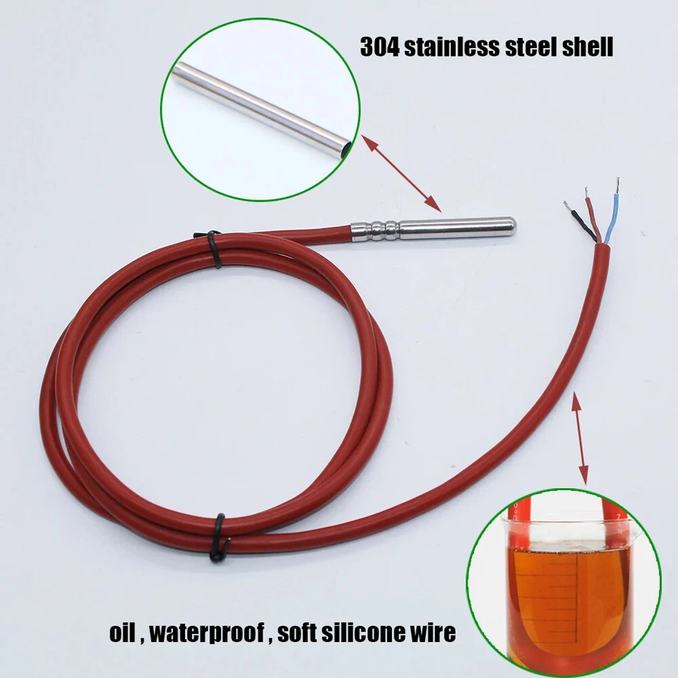 DS18B20 Temperature sensor Stainless Steel 3.0V-5V voltage -20~+80'C Celsius oil - Image 4 of 4