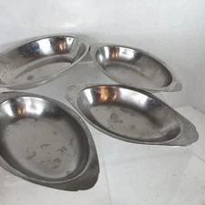4 Vtg MCM Oblong Oval Stainless Steel 18/8  Serving Trays Bowls Vollrath Halco