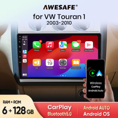 128GB Android 13 Autoradio Für VW Touran 1 2003-2010 GPS Nav Carplay BT SWC DAB+